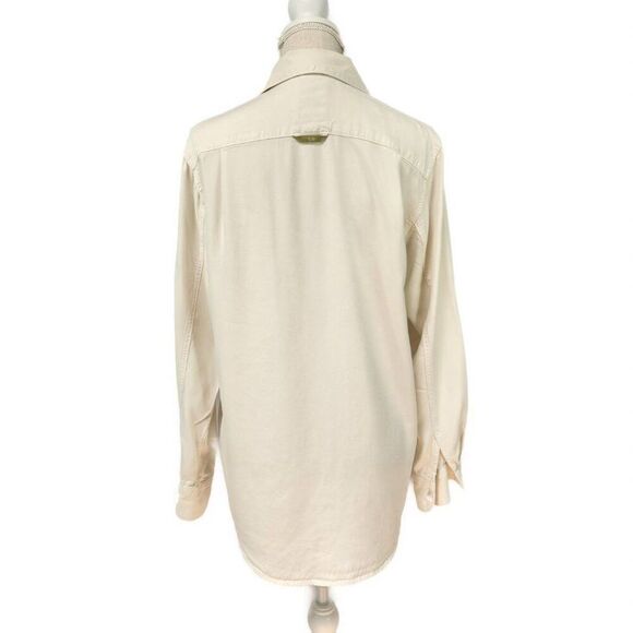 Pulp Button Up Womens Shirt Size S Long Sleeve Ivory Beige Junlon Nylon Collared - Picture 2 of 7